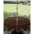 thumbnail image 3 of Outdoor Tablecloth with Umbrella Hole Zipper Brown Pure Color Round Tablecloth 60" Waterproof Outside Table Cloth Aesthetics Contemporary Luxury Patio Table Cover Tablecloths for Picnic Party, 3 of 8