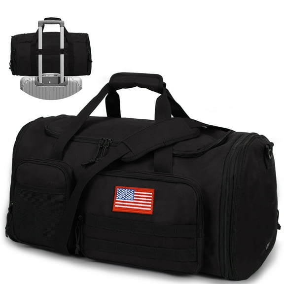 21 inch Gym Bag for Men, Expandable 45L Large 2 in 1 Travel Duffle Bag with Shoes Compartment Wet Pocket,Camping Overnight Backpack, Carry-on Size