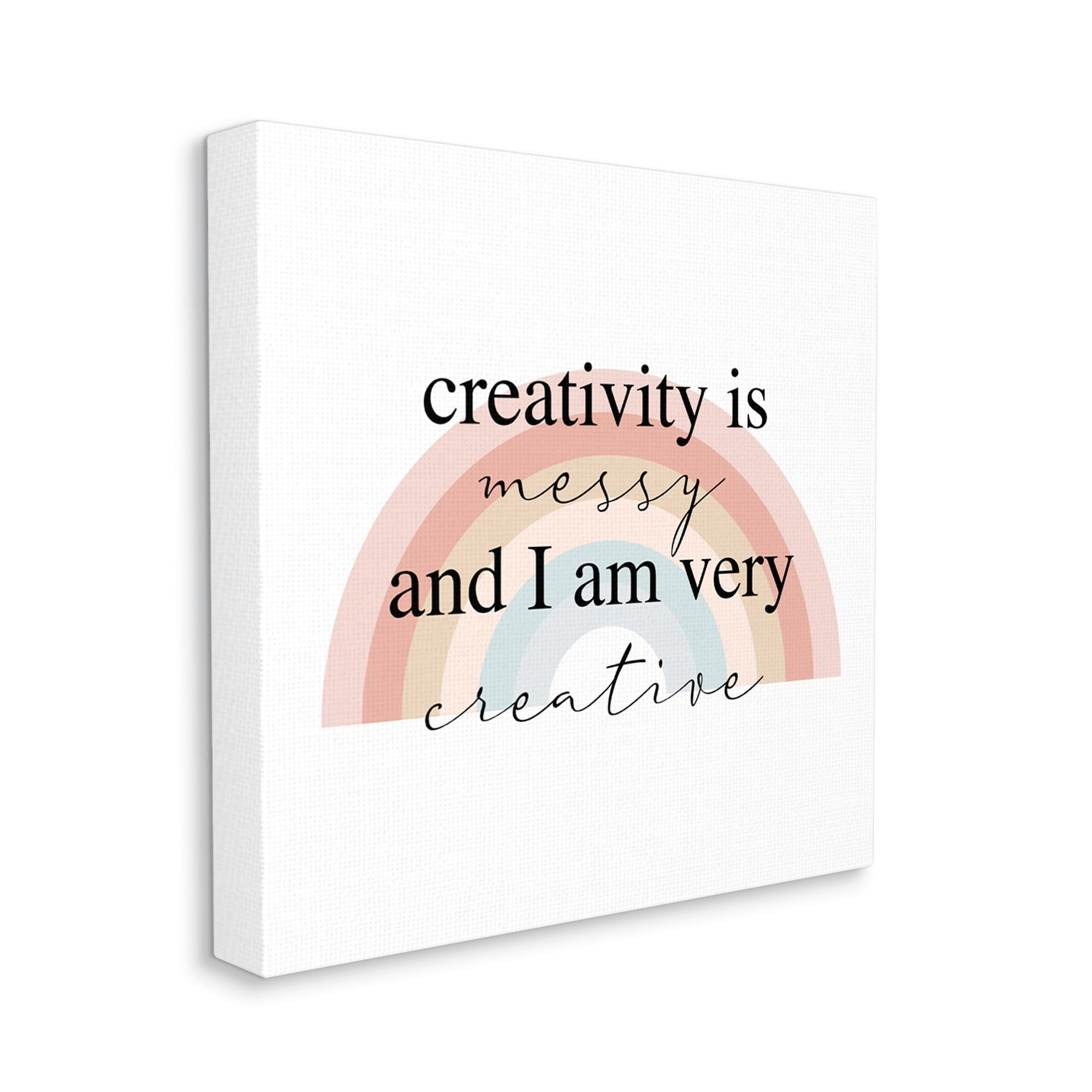 Stupell Industries Creativity is Messy Funny Phrase Boho Tone Rainbow, 30 x 30,Design by Daphne Polselli