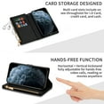 thumbnail image 5 of Mantto Women Case for iPhone 13 - 6.1 inch Wallet Case, Multifunctional 9 Card Slots Bling Zipper Purse Pocket Glitter Leather Magnetic Flip Kickstand Wrist Strap Case, Black, 5 of 8
