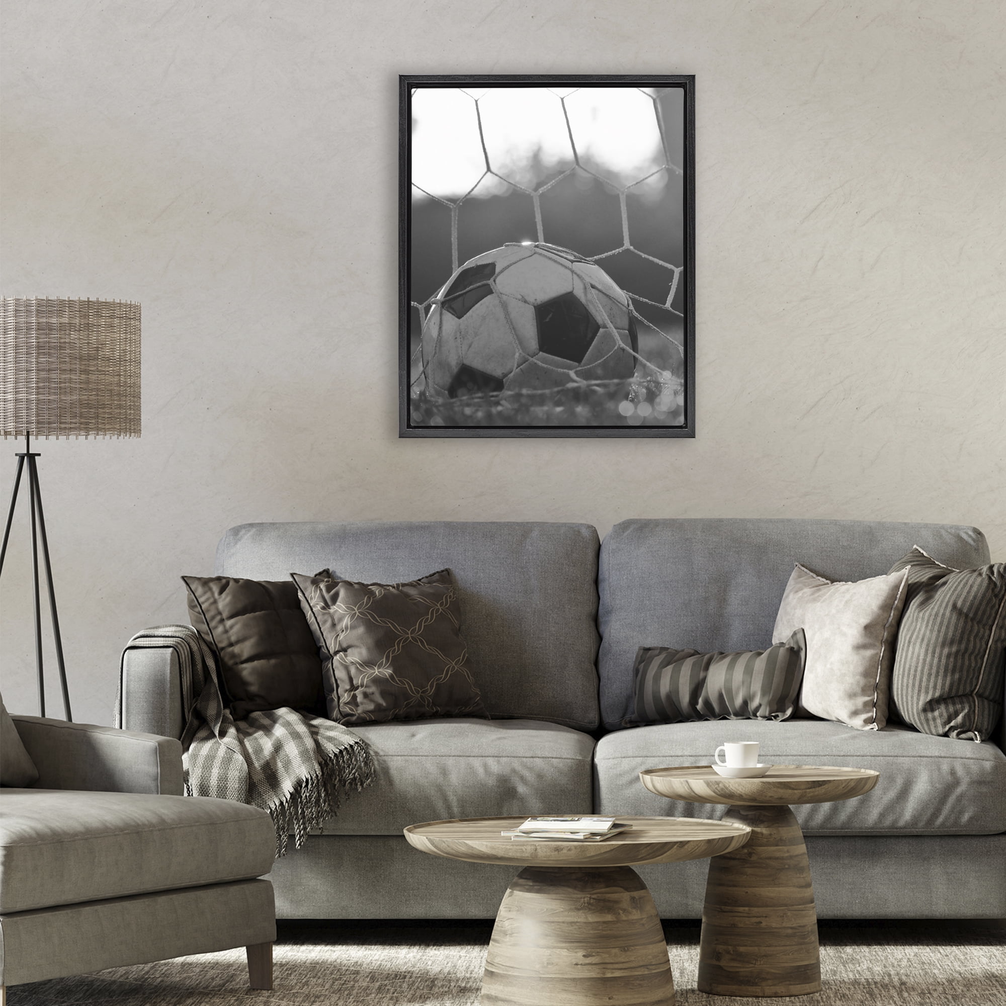 Stupell Industries Soccer Goal Score Black Framed Floater Canvas Wall Art, design by Marcus Prime