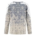 thumbnail image 4 of Women's O-Neck Lace Patchwork Tops Plus Size Long Sleeve Pullover Classic-Fit Hollow Out Gradient T-Shirts, 4 of 5