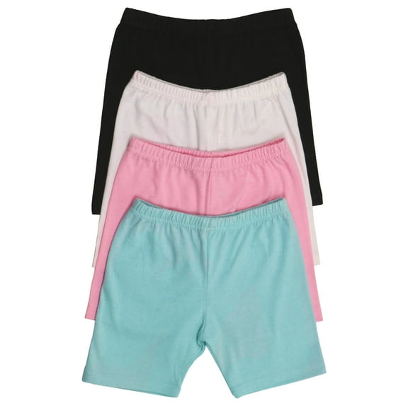 ToBeInStyle Girls' 4 Pack Solid Color Soft Cotton Blend Stretchy Shorts - Pastel - 8T
