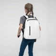 thumbnail image 5 of Naloa White Print Lightweight DayBackpack Suitable for school, work, shopping, travel, etc., 5 of 5