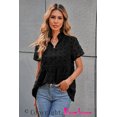 thumbnail image 4 of POGLIP Women's Black Swiss Dot Short Sleeve Flowy Top, 4 of 6