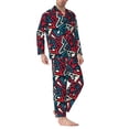 thumbnail image 2 of Naloa Geometric Elements Men’s Pajamas Set - Long Sleeve Button Down Sleep Shirt and Pajama Bottoms Sleepwear Set-X-Large, 2 of 7
