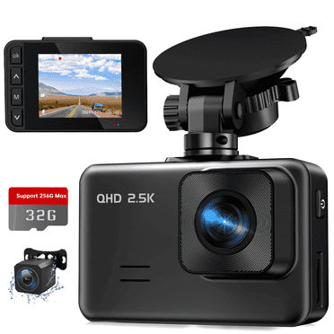 Dash Cam Front and Rear, 2.5K Dual Dash Camera with 32GB Card, 24H Parking Monitor, G-Sensor WDR Night Vision