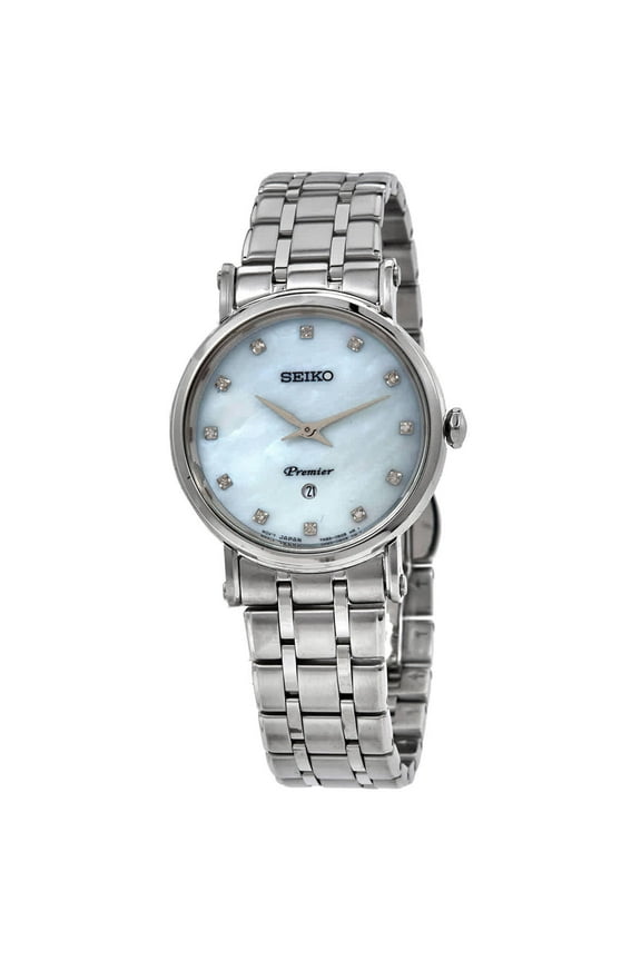 Women's Premier Diamond 31mm Steel Bracelet & Case Sapphire Crystal Quartz MOP Dial Watch SXB433