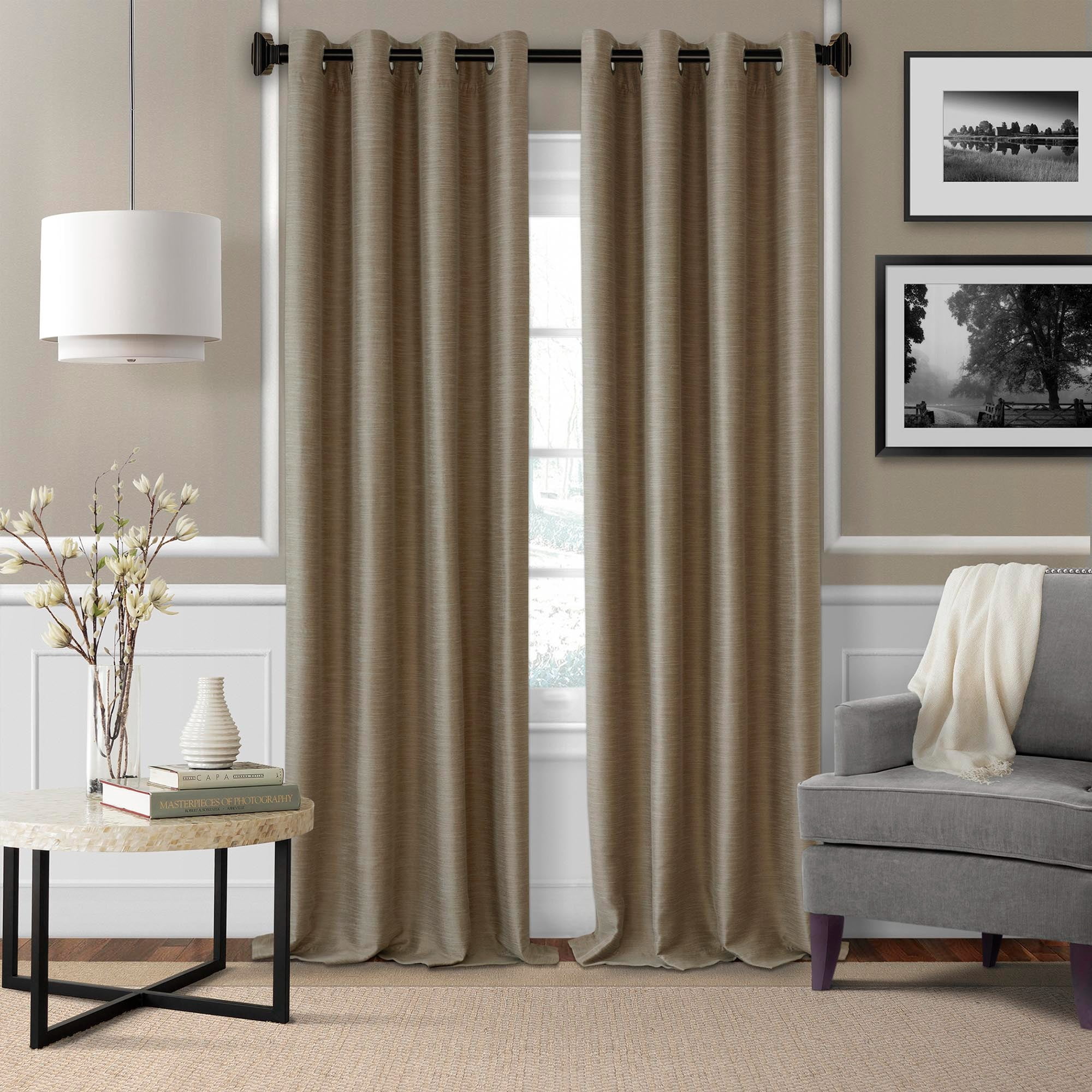 Elrene Home Fashions Florence Single Curtain Rod with Stacked Square Finial, Antique Black, 28" x 48"