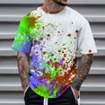 thumbnail image 2 of FINALGANG Mens Short Sleeve Crewneck TShirts With Colorful Paint Splatter Print Casual Loose Fit Streetwear Tees For Summer Holiday Daily Wear White XL, 2 of 4