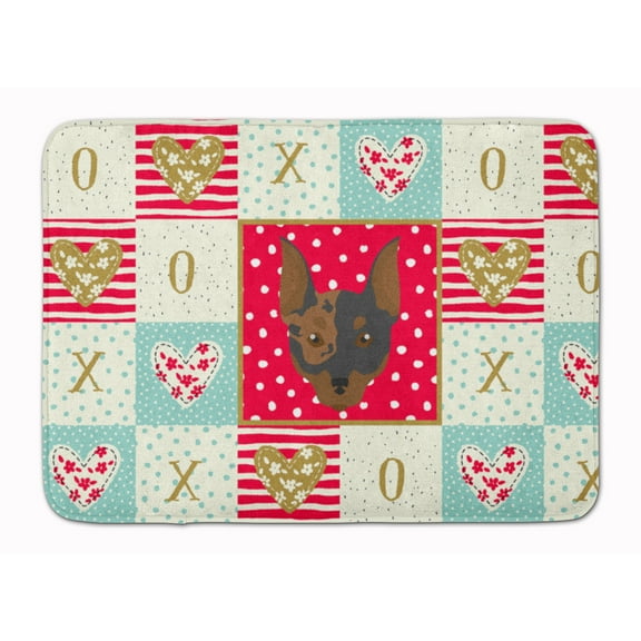 Harlequin Pinscher 2 Love Machine Washable Memory Foam Mat Red