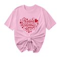 thumbnail image 2 of Offres de Vacances Iumwxz Chemises de la Saint-Valentin Tunique Plissée Décontractée Hauts pour Femmes Imprimé Joyeuse Saint-Valentin Hauts Col Rond Manches Courtes T-Shirts pour Femmes Confortables Fête, 2 of 4