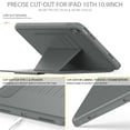 thumbnail image 4 of SaniMore for iPad 10th Generation 10.9 inch 2022 Case, Auto Sleep/Wake, 7-Level Angle Kickstand Pen Holder Magnetic Buckle Tempered Glass Protector Card Slot Case for iPad 10th Generation, Gray, 4 of 7