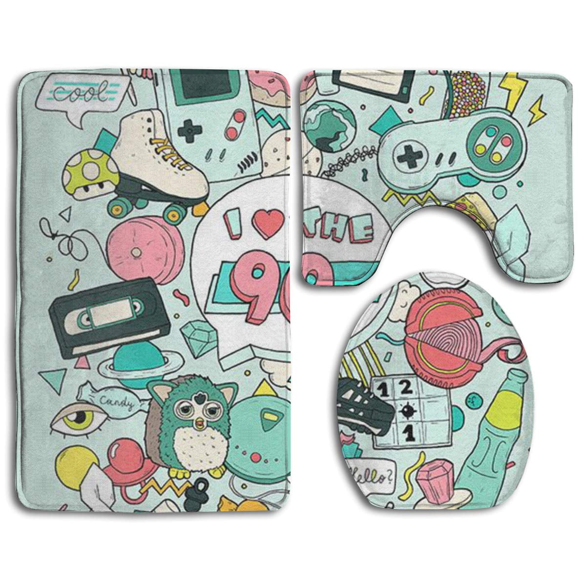 XDDJA I Love 90s 3 Piece Bathroom Rugs Set Bath Rug Contour Mat and Toilet Lid Cover | Walmart ...