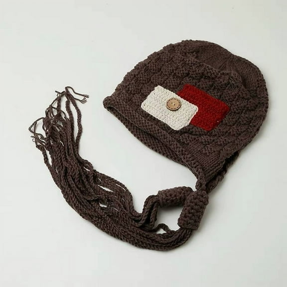 GPHOMRYYY Autumn And Winter New Knitted Lei Feng Hat Children's Warm Ear Protection Cute Baotou Hat Handmade Knitted Tassel Woolen Hat