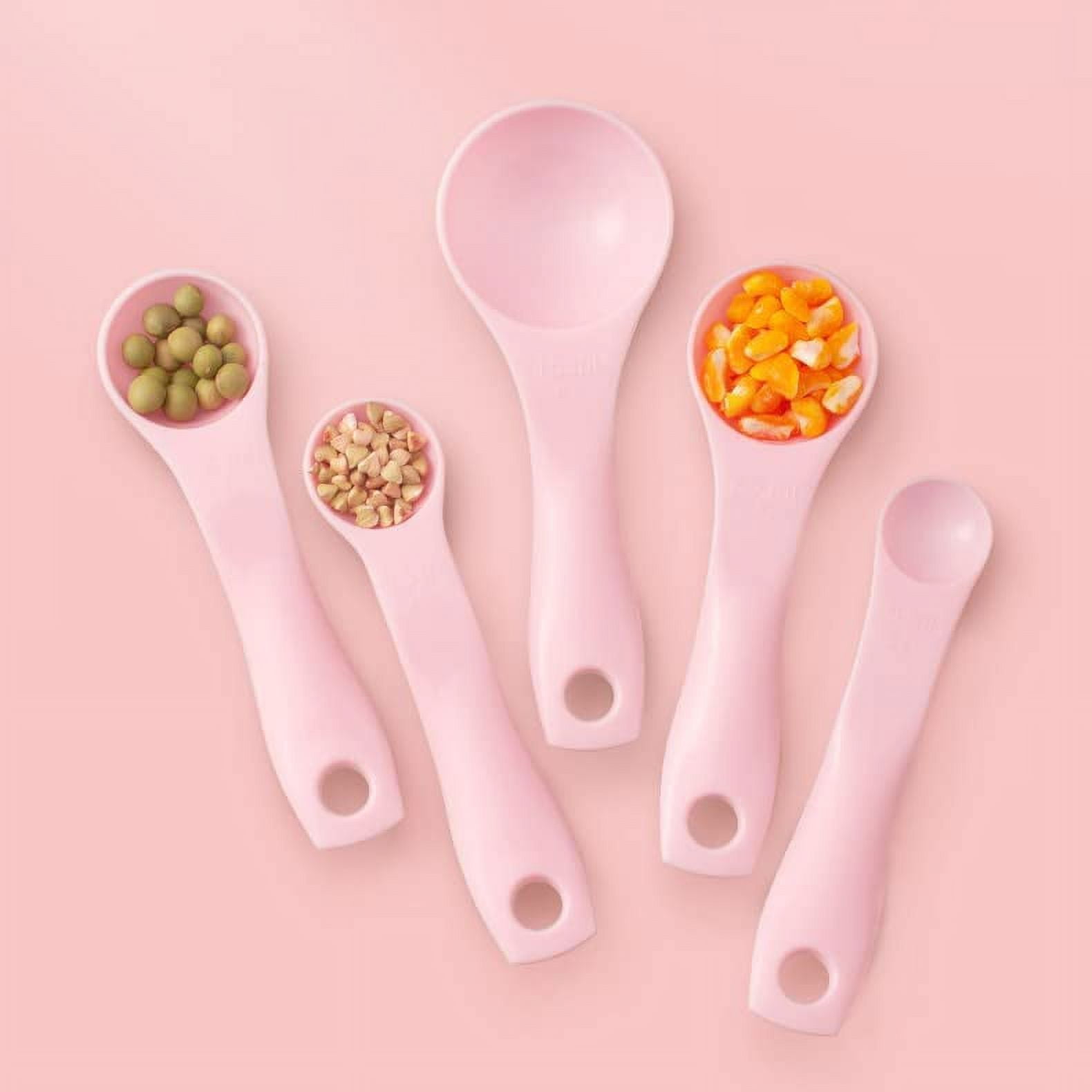 Plastic Mesuring Spoons, 5 Plastic Measuring Spoons With Leveler, Cute Measure  Cups For Baking (mixed Colors)