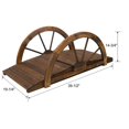 thumbnail image 5 of GVN 3.3ft Wooden Garden Bridge Arc Footbridge with Half-Wheel Style Railings & Solid Fir Construction, Stained Wood, 5 of 10