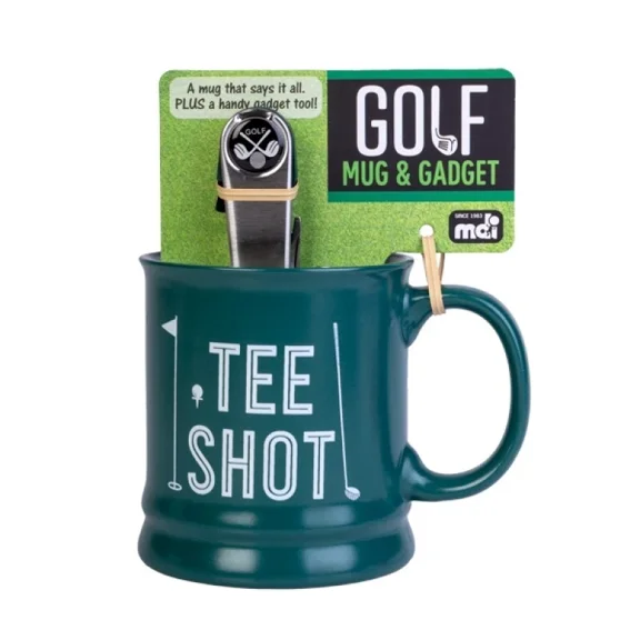 Novelty Golf Mug with 6-in-1 Divot Tool, Green Ceramic Mug Gift Set