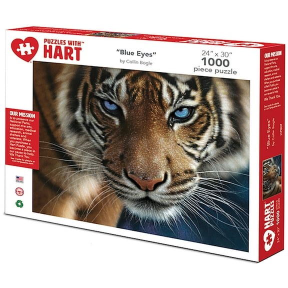 Hart Puzzles 1000-Piece Blue Eyes Tiger by Colin Bogle Interlocking Jigsaw Puzzle