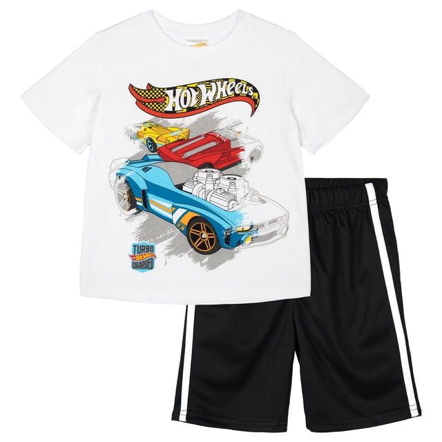 Conjunto de ropa Hot Wheels: camiseta y pantalones cortos de malla para niños pequeños