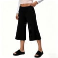 thumbnail image 4 of Womens Trendy Wide Leg Capri Pants Flowy Low Foldover Waist Cropped Trousers Lightweight Casual Stretchy Yoga Sweat Pants Black, 4 of 9