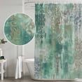 thumbnail image 5 of Teal Blue Boho Shower Curtain, Waterproof Shower Curtains for Bathroom, Vintage Ethnic Tribe Abstract Art Washable Fabric Bathtub Curtain Set Bath Decor with 12 Hooks Long 72"x84", 5 of 8