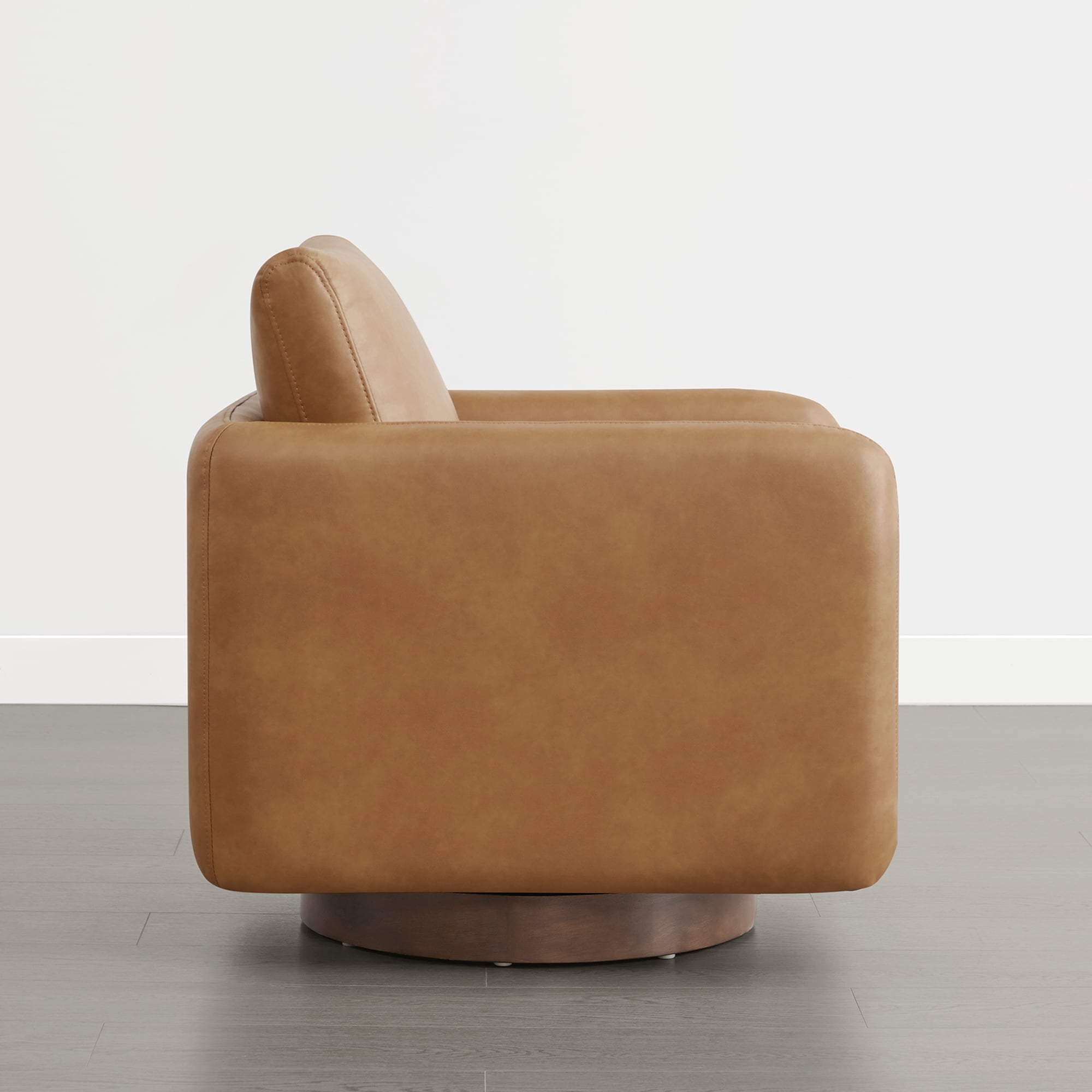 Spruce & Spring Upholstered Swivel Accent Chair with Back Cushion Single, Brown