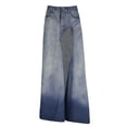 thumbnail image 5 of New retro gradient color irregular slit skirt high waist slimming characteristic denim skirt-2-L, 5 of 7