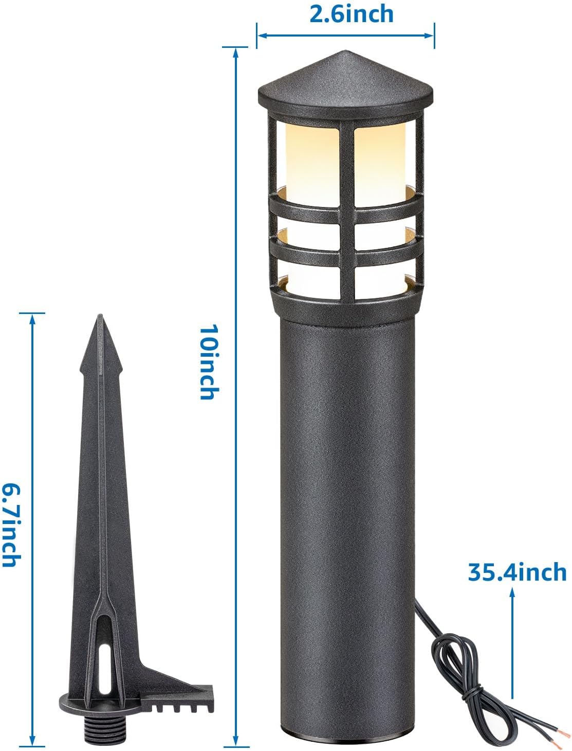 SUNVIE Low Voltage Pathway Light 3W 3000K LED Landscape Bollard Path Lighting Outdoor for Yard