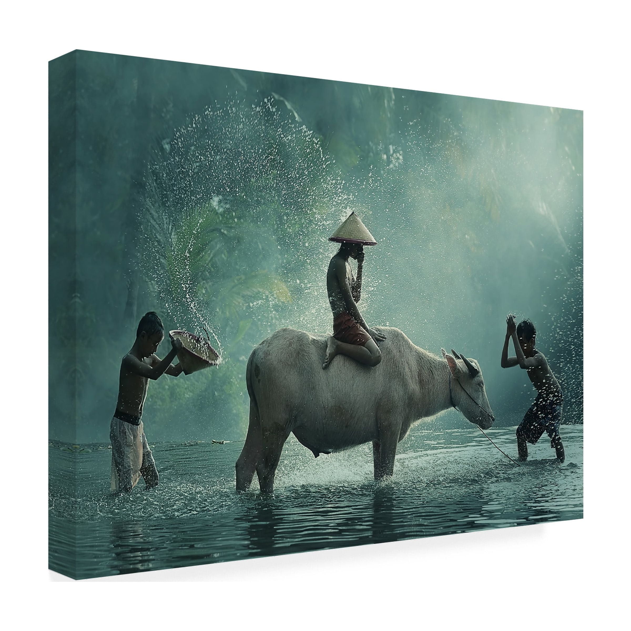Trademark Fine Art Vichaya Water Buffalo Canvas Wall Art - 35x47