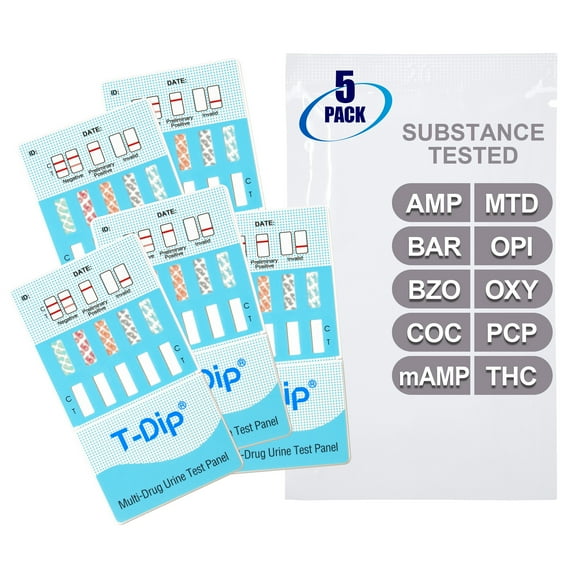 Mintegrity [5pk] - 10-Panel Dip Card Instant Urine Drug Test - (AMP/BAR/BZO/COC/mAMP/MTD/OPI/OXY/PCP/THC) #MT-WDOA-4104