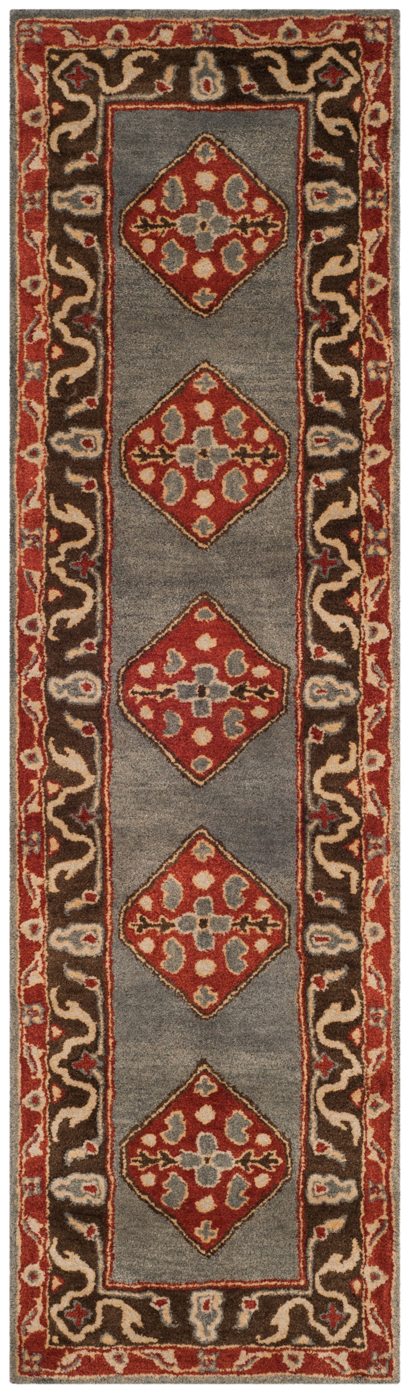 SAFAVIEH Heritage Hoyt Traditional Wool Runner Rug, Blue/Charcoal, 2'3" x 8'