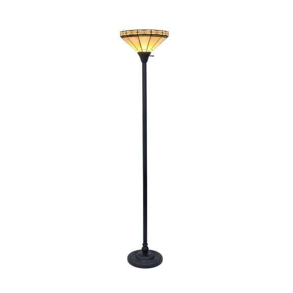 CHLOE Lighting BELLE Tiffany-style Mission Blackish Bronze 1 Light Torchiere Lamp 14" Shade