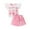 Pink, variant on Bovxnpu Girls 2 Piece Outfits, Ruffle Short Sleeve Shirts Top and Short, Girls' Fashion Flying Sleeve Bow Printed Top Irregular Checkered Short Skirt Set 3-4 Years