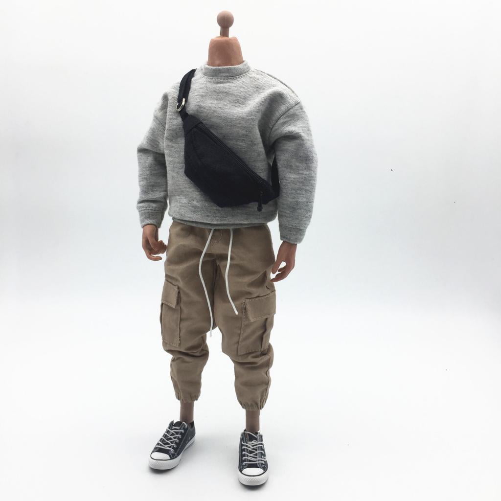 1/6 Male Sweatshirt Pants Belt Bag for 12'' ZY ZC Toys Action Figures Red 