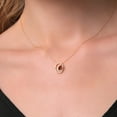 thumbnail image 3 of Gem Stone King 10K Yellow Gold Red Garnet and White Lab Grown Diamond Pendant Necklace for Women (0.78 Cttw, Gemstone January Birthstone, Oval 6X4MM, with 18 inch Chain), 3 of 4