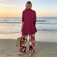 thumbnail image 3 of Textilo Women's 3 Pieces Pant Suits Elegant Loose 3/4 Sleeve Cardigan Sleeveless Tank Tops Wide Leg Floral Pants Suits Formal Evening Outfit for Wedding,Hot Pink XL, 3 of 5