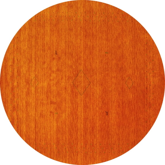 Ahgly Company Machine Washable Indoor Round Abstract Yellow Contemporary Area Rugs, 7' Round