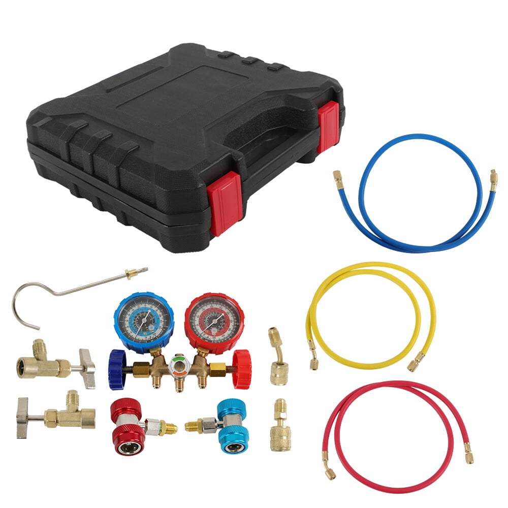munirater Air Vacuum Pump MANIFOLD GAUGE Set 1/3HP 4CFM HVAC AC Refrigerant Kit