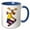 Blue/White, variant on 3drose, Funny Cute Moose Snowboarding Cartoon, 11oz Two-tone Black Mug