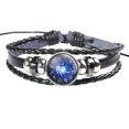 thumbnail image 3 of Offre Limitée, Bracelets Mode Hommes Femmes 12 Signes Punk Cuir Tissé, PENDANE, Noir, 3 of 8