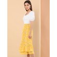 thumbnail image 4 of Falmidi fluicon dobladillo con volantes escalonados y cintuelástiestampapamujer Amarillo-Floral M, 4 of 7