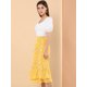 thumbnail image 4 of Falmidi fluicon dobladillo con volantes escalonados y cintuelástiestampapamujer Amarillo-Floral M, 4 of 7