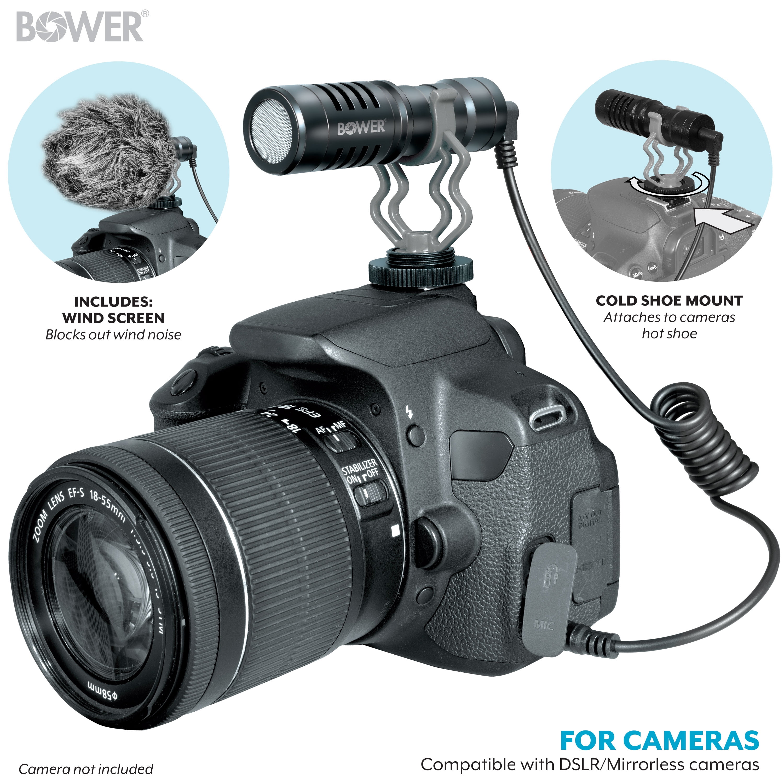 Bower Cardioid Condenser Microphone for Smartphones and DSLRs