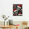 thumbnail image 5 of Creowell Skulls Candy Canes Santa Hat Wall Art Canvas Print Christmas Home Decor Living Room Bathroom Bedroom Office 16x20in, 5 of 5