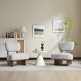 thumbnail image 2 of [Set of 2] Modern Grey Lounge Accent Chair with Polyester Upholstery and Walnut Wood Base, 2 of 10