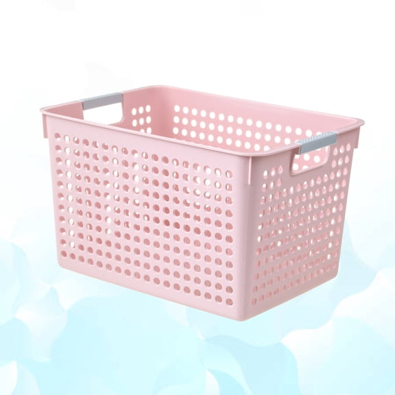 WRISTBIQUE Pink Mini Storage Basket for Home Organization and Storage with Handles, Made of Plastic, 12.5 x 9.5 x 7.5 Inches
