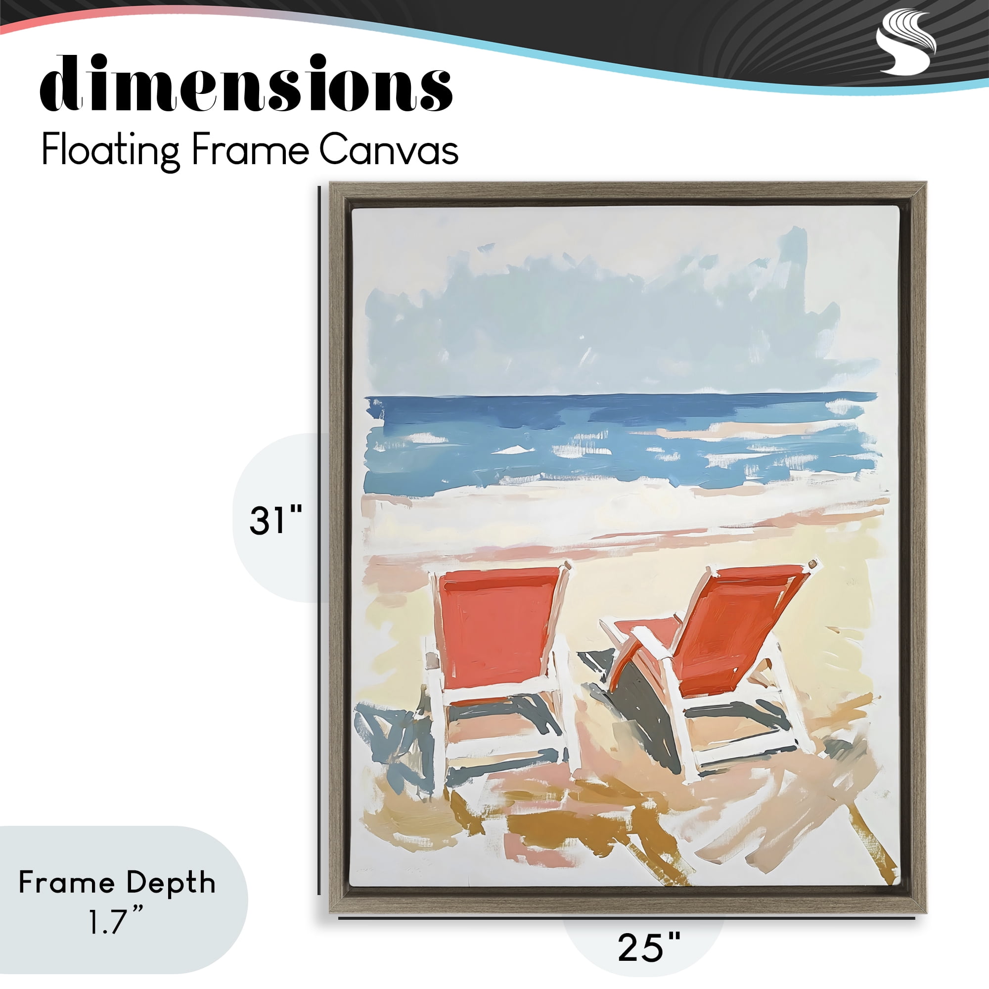 Stupell Industries Two Sunlit Beach Chairs Brown Framed Floater Canvas Wall Art, design by The Prints Vibe