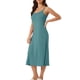thumbnail image 4 of Noche de rayón suave para mujeres INSPIRE CHIC, vestido de dormir sin mangas con tirantes de espagueti y cuello redondo para la primavera y el verano, color azul pavo real., 4 of 6