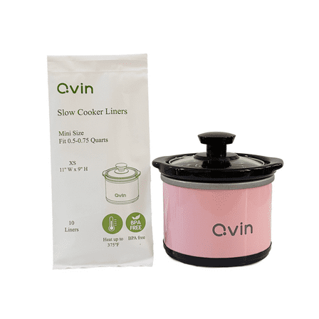 Mini Slow Cooker With 10pcses Free Liners ,0.65qt.Pink